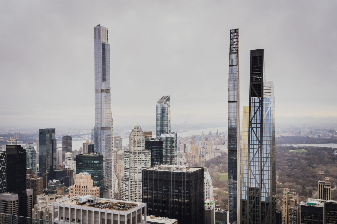new york, Blick vom Top of the Rock auf die neuen Gebäude und den Central Park

