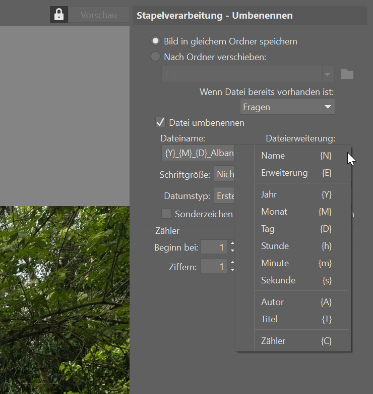 Bringen Sie Ordnung in Ihr Fotoarchiv, dateiname