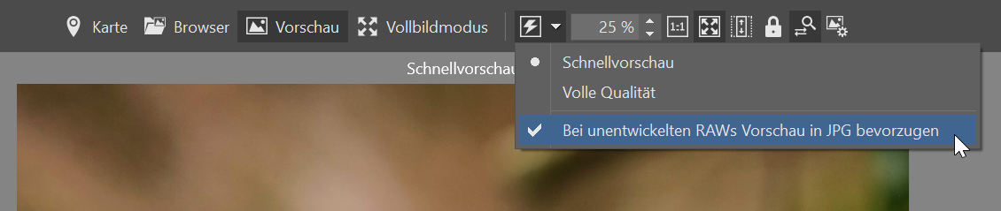 Duo RAW + JPG, schnellvorschau