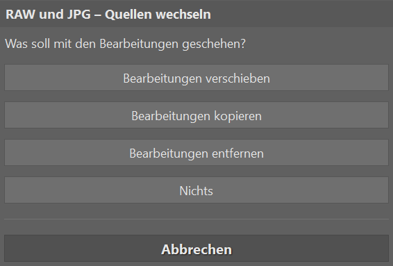 Duo RAW + JPG, umschalten der quelle