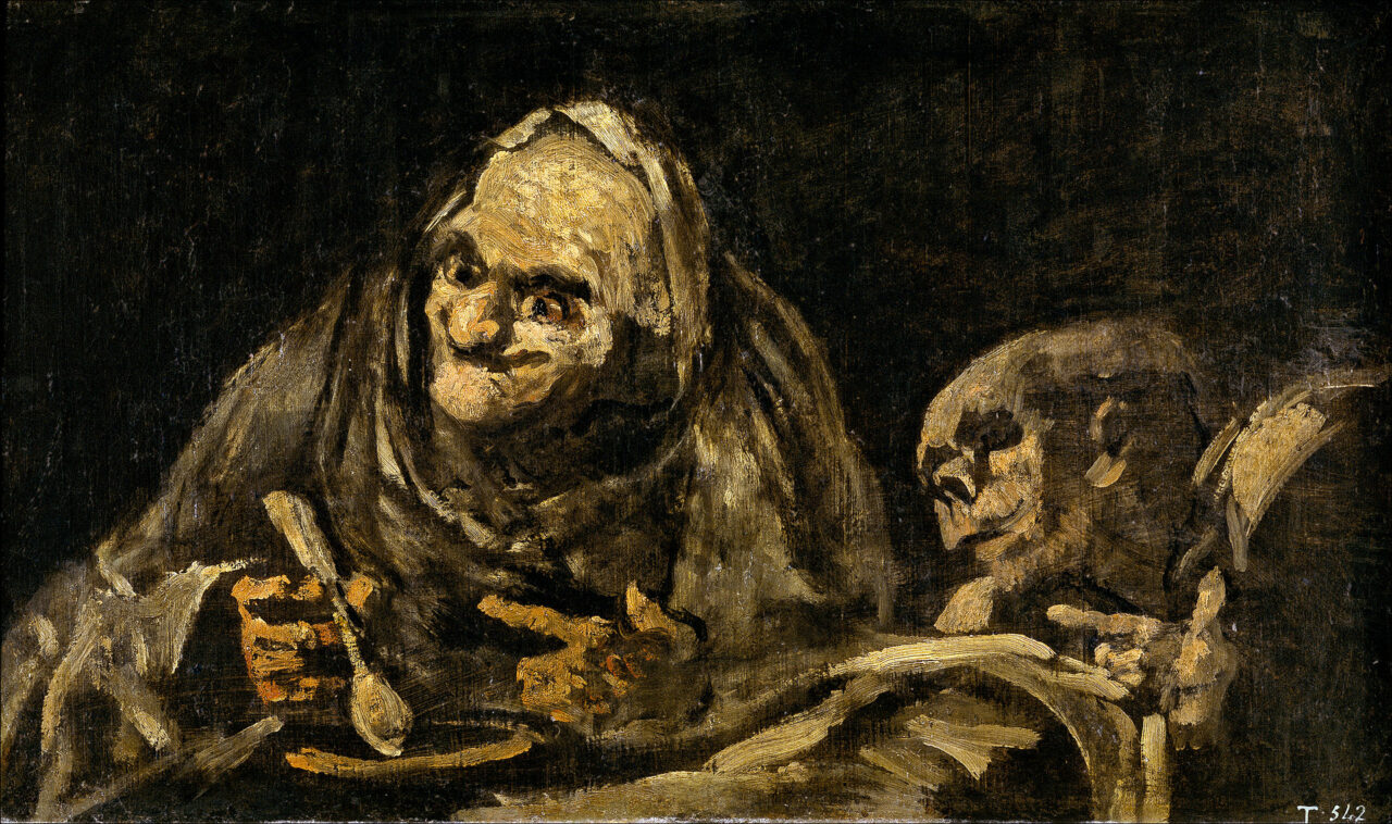 Farben in der Fotografie: Schwarz, Zwei alte Männer essen Suppe. Francisco Goya (1819-1923)
