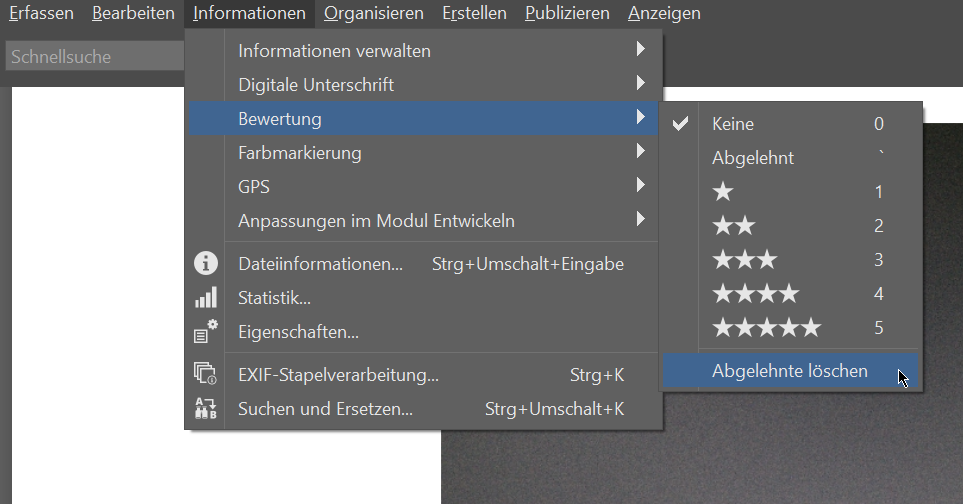 Zoner Studio Frühjahrs-Update 2024, abgelehnte fotos loschen