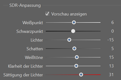 sdr anpassung