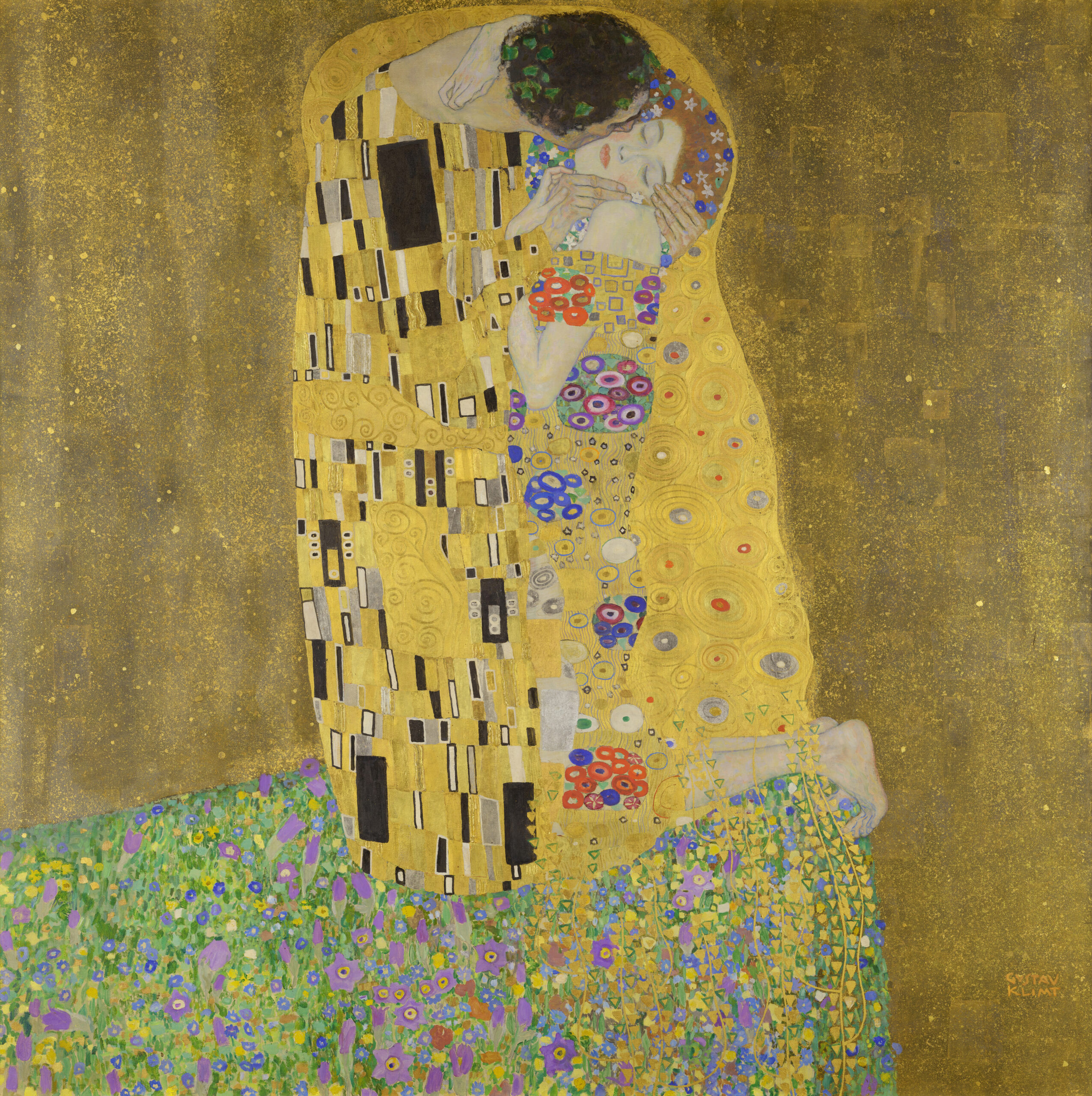 Farben in der Fotografie, gelb, Der Kuss. Gustav Klimt (1908)
