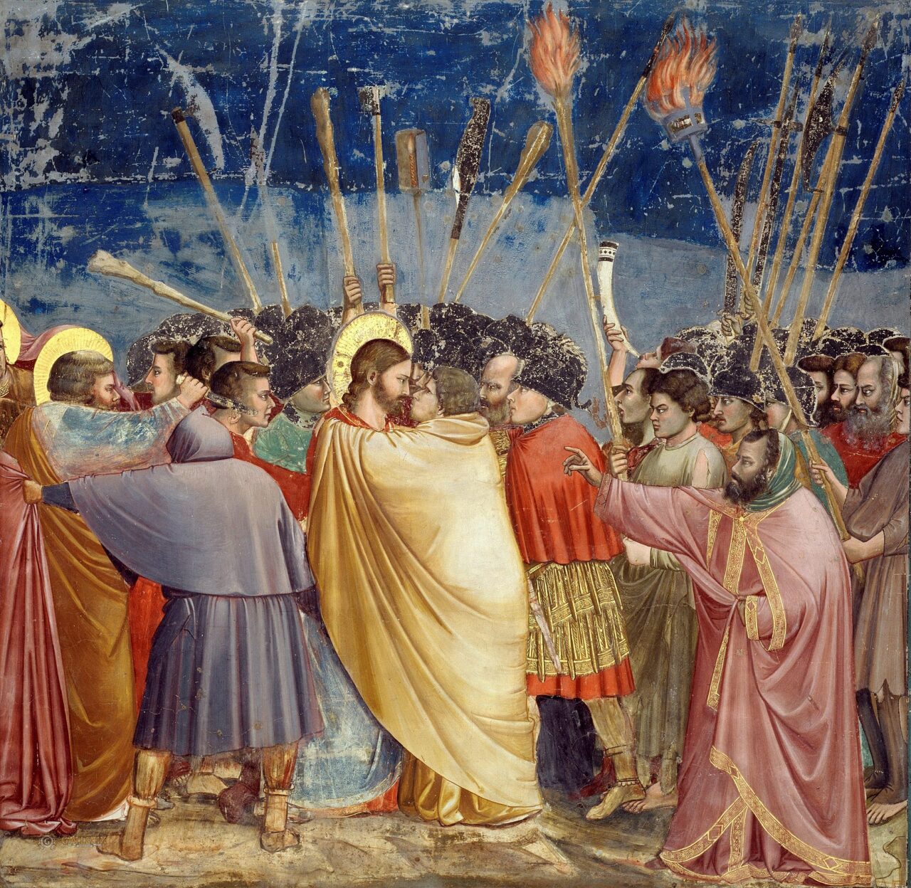 Farben in der Fotografie, gelb, Judaskuss. Giotto Scrovegni (1306)
