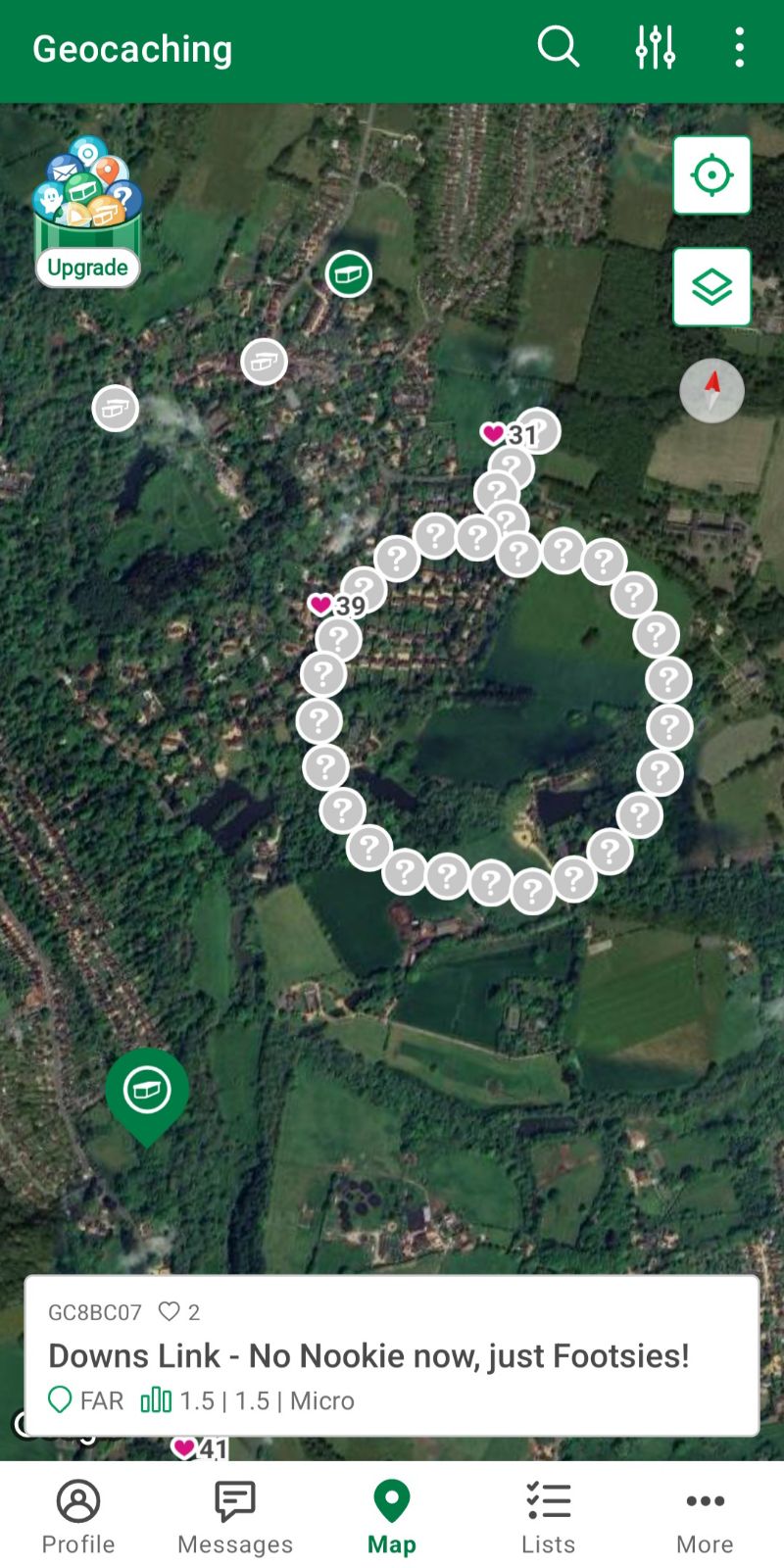 Geocaching, cache auswahl