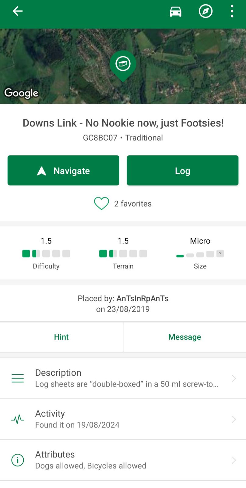 Geocaching, cache info