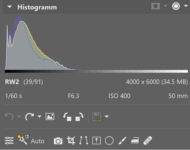 AI automatischer Bearbeitung, histogramm