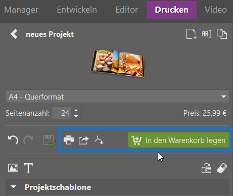 Fotobuch, in den warenkorb lagen