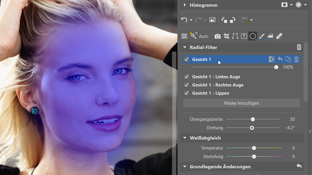 Verbessern Sie Porträts mit AI, masken