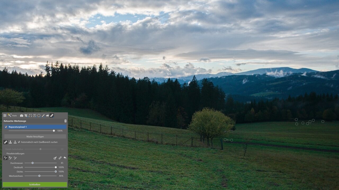 bearbeiten Sie ein Landschaftsfoto, retusche