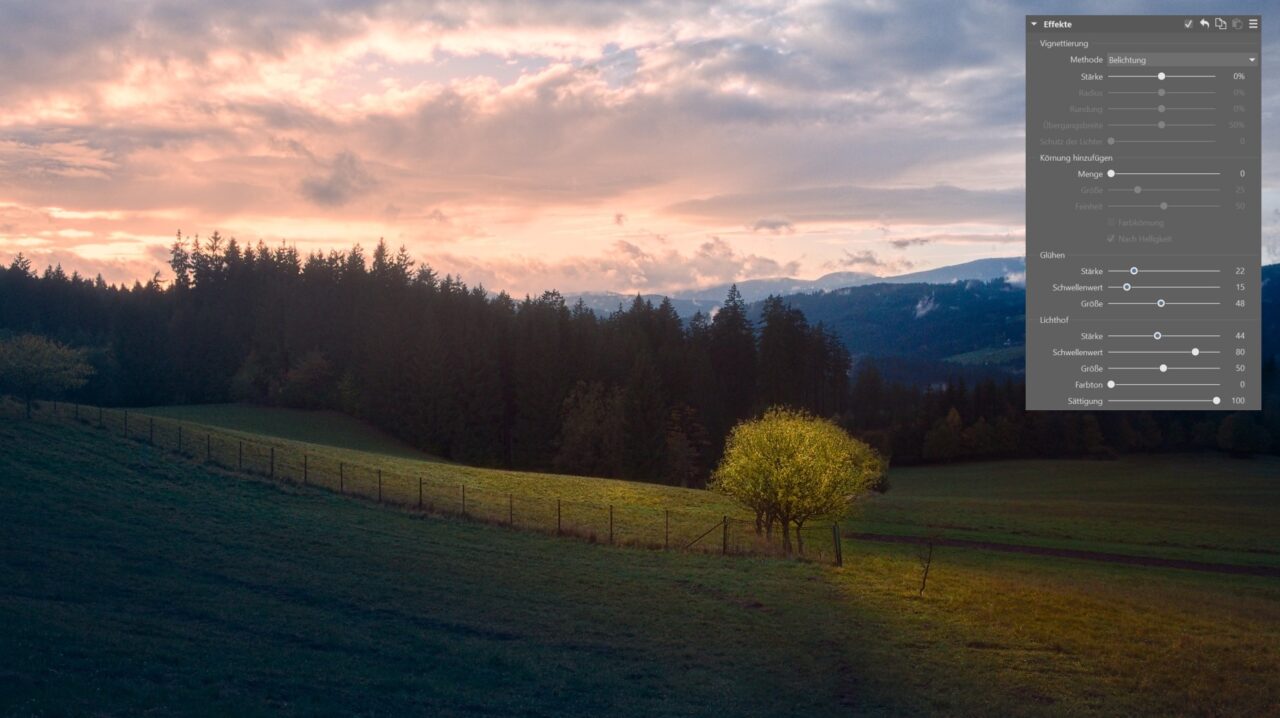 bearbeiten Sie ein Landschaftsfoto, effekte