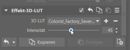 Kontrastarme Bearbeitung, effekt lut