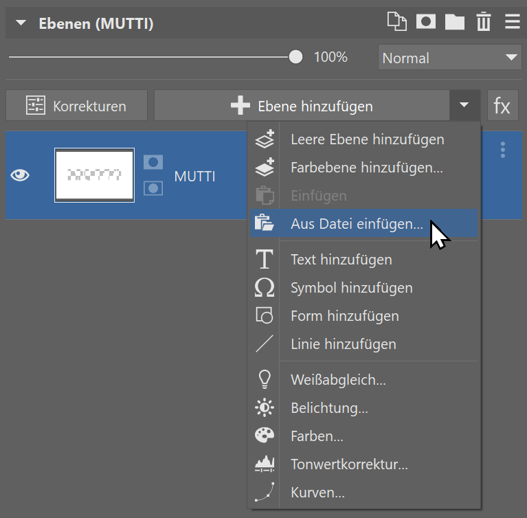 So erstellen Sie eine Buchstaben-Collage, aus Datei einfügen