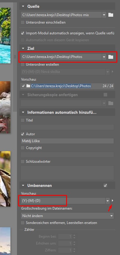 Teil 1: Importieren von Fotos, umbenennen