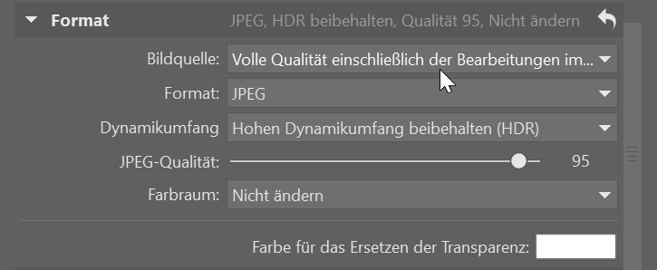 Export, format