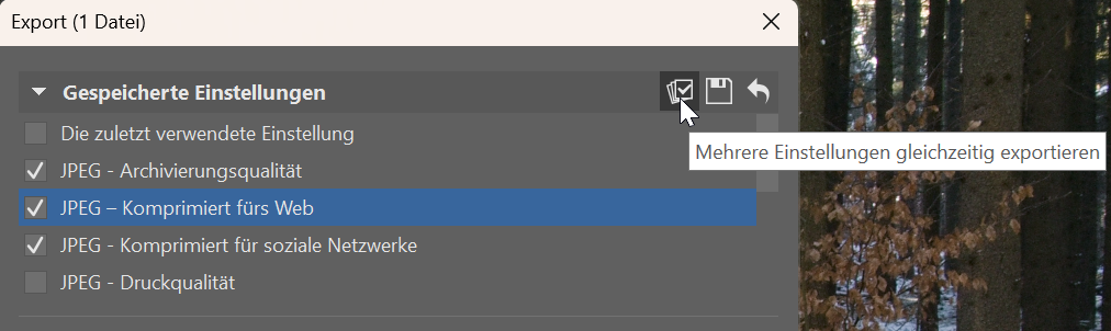 Export, gleichzeitig